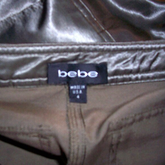 Bebe Khaki Green Shiny Capri Pants 4 - Picture 7 of 8